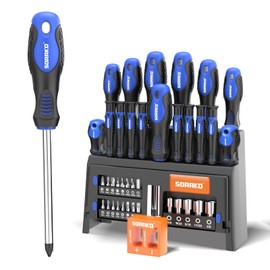 SORAKO 40-Piece Screwdriver Set, Multi-Purpose Magnetic Screwdriver Set with Case, Magnetic Screwdriver Set with Go-Thru Steel Blades | High Torque, Plastic Racking