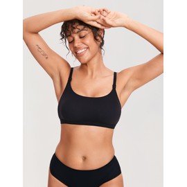 MOMANDA Women's Inbarely Nursing Bras Seamless Wireless Support Maternity Bralette for Breastfeeding Black XS