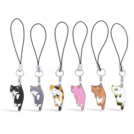 Sopopal 6 Pcs Cat Phone Charm Aesthetic Cell Phone Charm Kawaii With Handmade Cute Hanging Pendants Decor