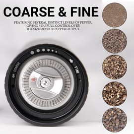 Pepper Grinder, Homnoble Professional Grade Pepper Grinder, Heavy Duty Pepper Mill, Refillable Aluminum Manual Pepper Mill with Adjustable Coarseness and Stainless Steel Blade