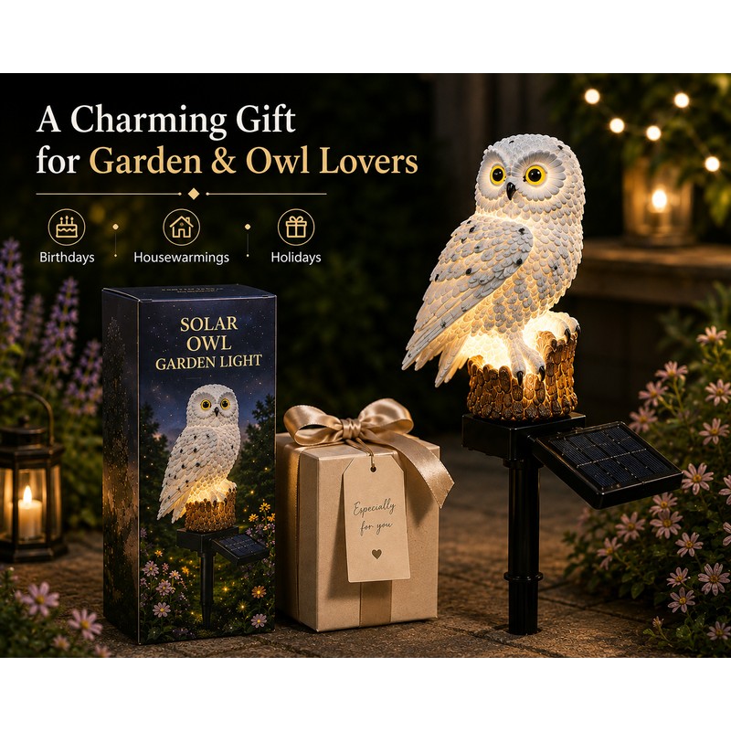 Solar Owl Garden Light for Outdoor Décor – IP65 Waterproof
