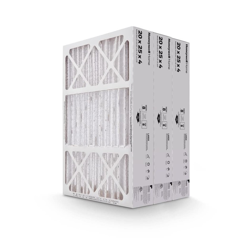 Honeywell Home 20x25x4 MERV 8, AC Furnace Air Filter, 3