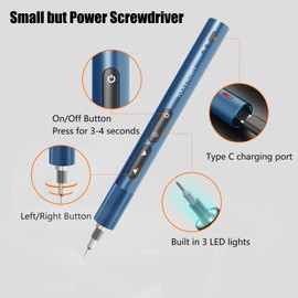 Mini Electric Screwdriver Kits, 47 in 1 Precision Electric Screwdriver, Power Screwdriver Sets with 40 Bits, Small Electric Screwdriver Cordless for Camera Laptop-Blue