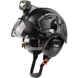 GREEN DEVIL Hard Hat Safety Helmet with Rechargeable Headlamp Light and Visor Ear Muffs Vented Work Hardhat ANSI Z89.1 Cascos De Construccion for Industrial Construction Forestry