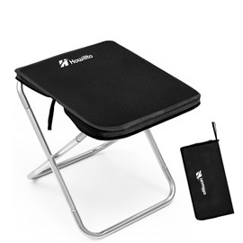 Howillto Camping Stool, 16in Tall Portable Folding Stool with Carry Bag, Upgraded Ultralight Chair with Roomy Seat for Adults, Holds 280lbs, Ideal for Hiking, Fishing, Outdoor Use, Black
