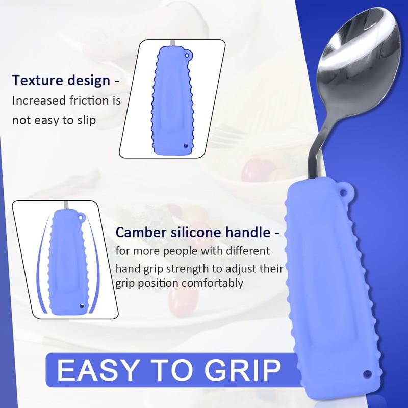 Ehucon Adaptive Weighted Silverware Utensils Angled Spoon for Hand Tremors