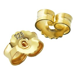 NKlaus 3 Pairs of 925 Silver 7 mm Yellow Gold Plated Stud Earrings Ear Stoppers Pousettes Butterfly Clasp Hole 0.9 mm 2089