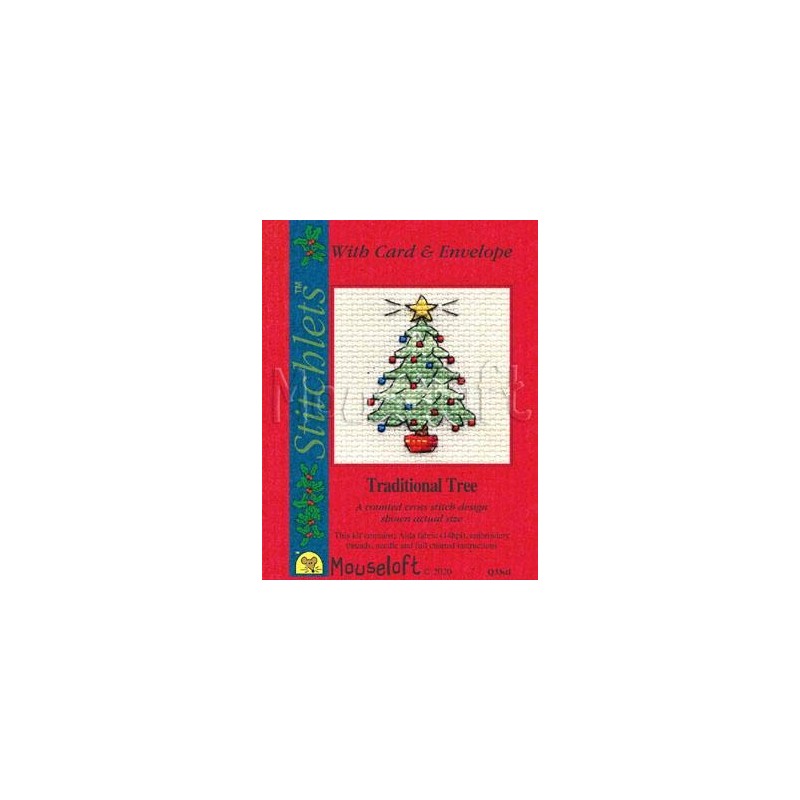 Mouseloft Counted Cross Stitch Christmas Card Kit - Traditional Tree