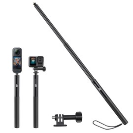 52" Invisible Selfie Stick Insta360 X5 X4 Aluminum for GoPro13/12/11/10/9/ DJI Osmo360/Action 5 Pro/4/3/Pocket 3 Accessories Extension Selfie Pole with Dual Claw