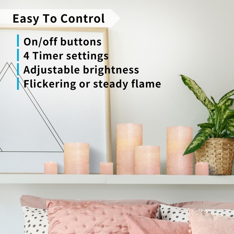 FURORA LIGHTING Pink Rome Real Wax LED Candles with Remote