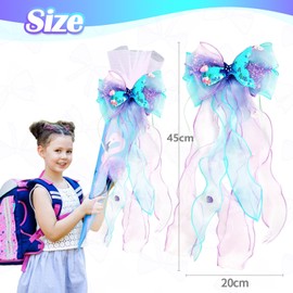 Zidoley School Cone Bow Mermaid Bow School Cone Craft Set Sugar Cone Bow for Girls 45 x 20 cm School Cone Bow Unicorn Sugar Bag Decorative First Day of School Decoration (Mermaid Blue)