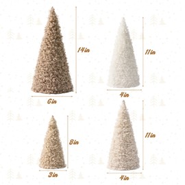 Bunny Chorus Christmas Decorations Indoor, 4Pcs Fashion Color Plush Fur Surface Cone Christmas Trees, Christmas Table Decor for Xmas New Year Winter Holiday Home Décor