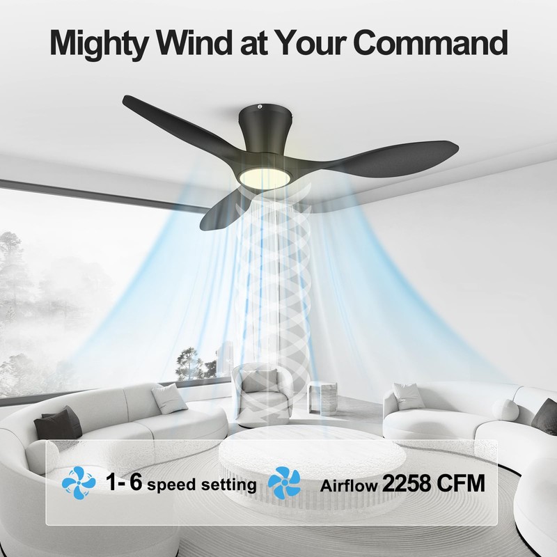 ocioc 42 inch Ceiling Fans with Lights and Remote, Dimmable