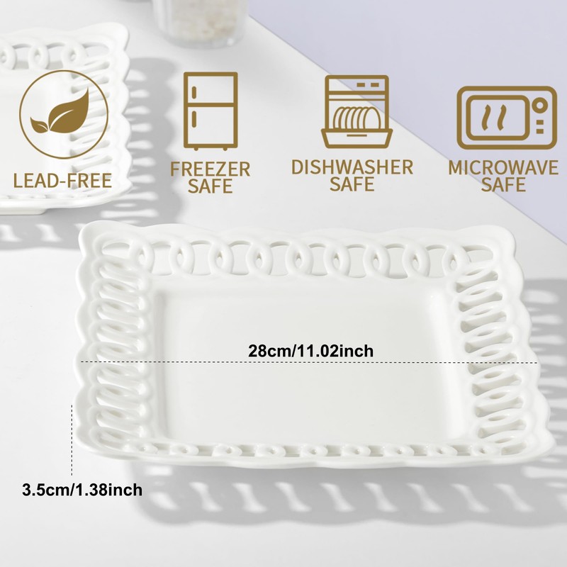 Ceramic Square Dinner Plates, 11 inch Square Serving Plate Set