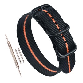 MZBUTIQ 22 mm Men's Nylon Watch Strap One Piece Watch Bands Replacement PVD Buckle 3 Ring