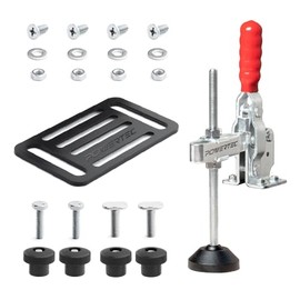 POWERTEC 71702 Vertical Hold Down Toggle Clamp and Mounting Plate Kit for Woodworking, 500LB Holding Capacity w/Quick Release