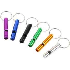 NoBrand 6 pcs Emergency Whistle with Key Chain, Aluminum Extra Loud Safety Survival Whis
