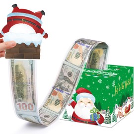 Meiidoshine Christmas Money Box for Cash Gift Pull, Surprise Money Holder for Kids Adults with 100Pcs Transparent Bags - Fun Ways to Give Cash As A Gift for Your Loved Ones