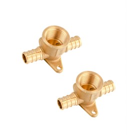 (Pack of 2) EFIELD 1/2" Pex x 1/2" Pex x 1/2" Female NPT Drop-ear Tee Crimp Brass Fittings, ASTM F1807,(PEX1807170-2PCS)