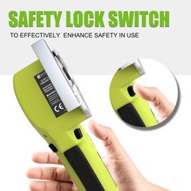 Evcitn Cordless Electric Scissors, Cardboard Cutter with Replacement Self-Sharpening Cutter Blade and Safety Lock, Rotary Cutter [Southpaws Friendly] for Fabric, Carpet, Leather or Plastic, Green