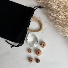 DIY Craft Set - Sun Catcher Crystal 38 mm - Natural Window Decoration with Various Wooden Beads