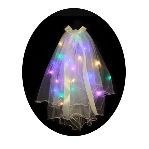 Foyte Light Up Wedding Bridal Veil 2 Tiers Bride Pearl