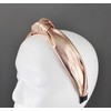 pale Copper turban knot headband shiny lamé fabric covered grip