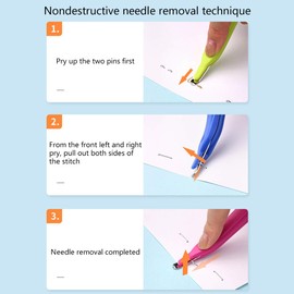 PHILSP Needle Remover Portable Magnetic Staple Remover Puller Less effort Staple Removal Tool Office Rose Red