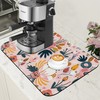 Dish Drying Mat Pink Flowers Berries Leaves Coffee Bar Mat