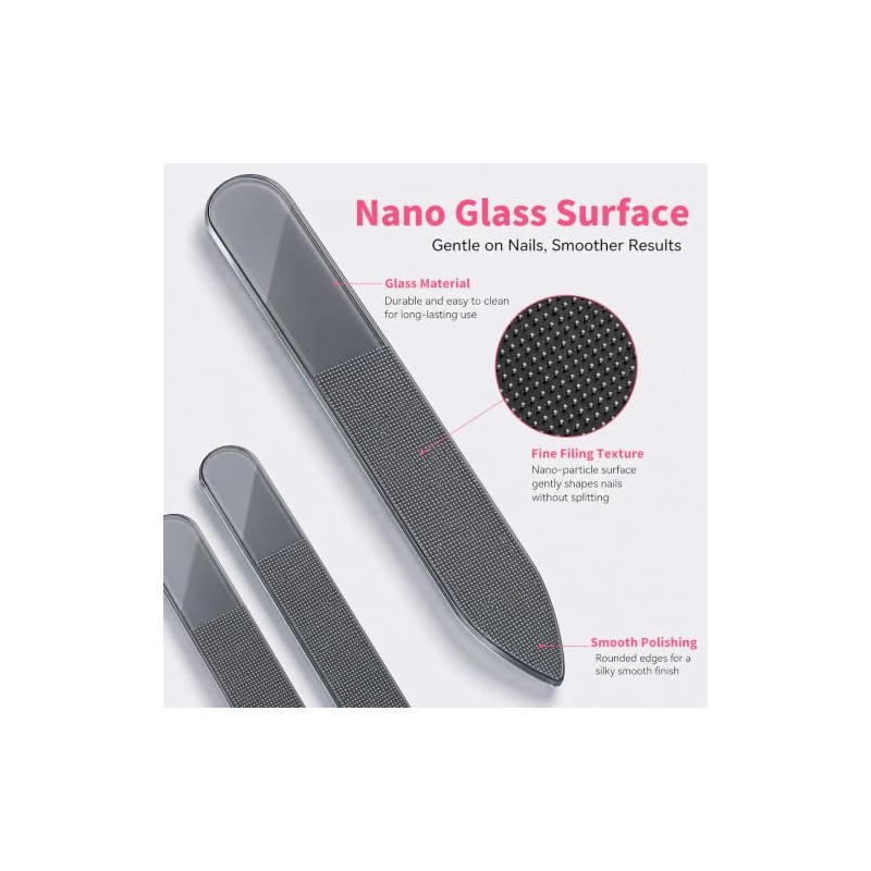 Derlaier Lima de uñas de nanovidrio, paquete de 3, herramienta