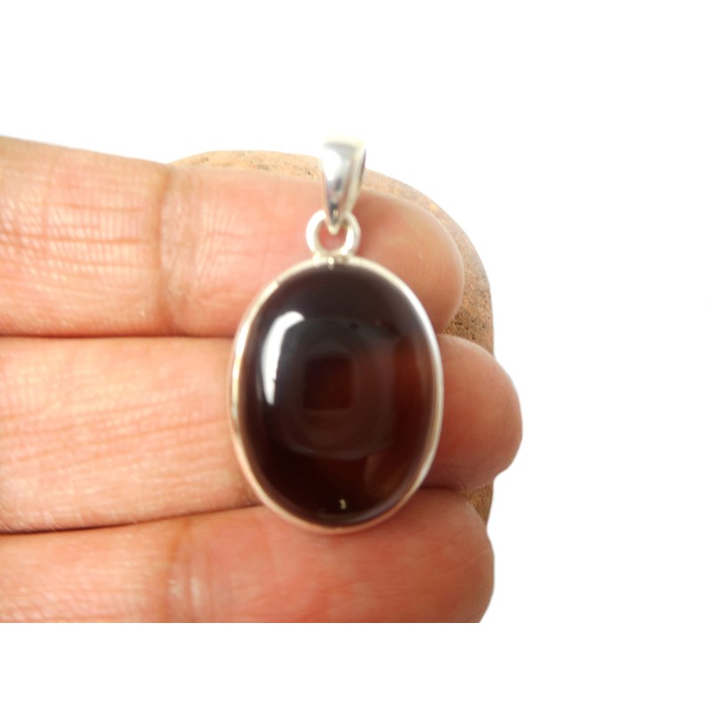 SQP2210141 Sterling Silver Smoky Quartz Pendant, Sterling Silver, Madeira Citrine