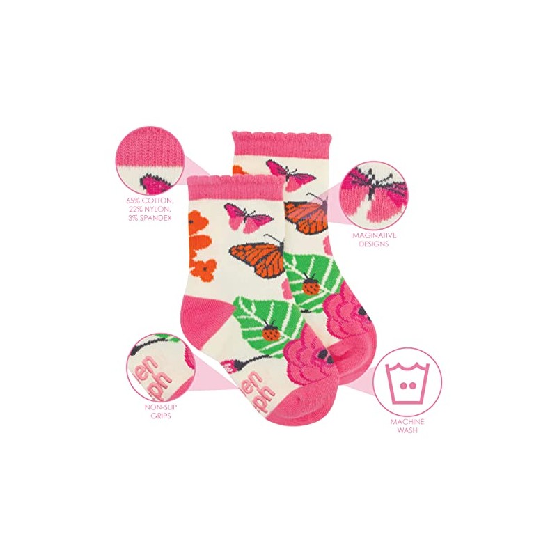 Stephen Joseph Baby Crew Socks, Butterfly, Small