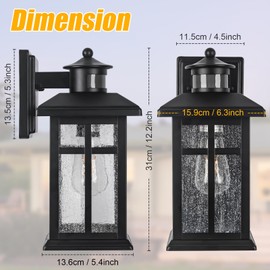 Brilvibera Outdoor Wall Light Motion Sensor - Updated Dusk to Dawn Outdoor Lighting, Exterior Light Fixture, Black Porch Lights & Outdoor Light for House Garage Entryway
