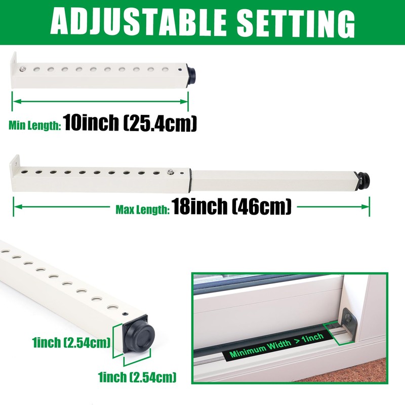 Forestchill Adjustable Window Security Bar, Extends from 10" to 18"
