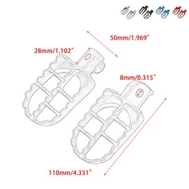 ABCERRSI 8mm Foot Pegs Aluminium Foot Rest Compatible with PW50 PW80 TW200 XR50R CRF50 CRF70 CRF80 CRF100F 50cc 70cc 90cc 110cc 125cc TaoTao Dirt Pit Bike Motorcycle Silver