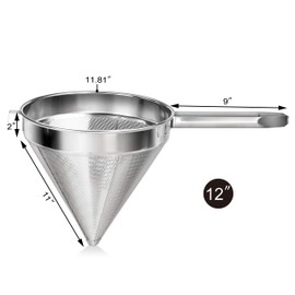 New Star Foodservice 34233 18/8 Stainless Steel China Cap Strainer, 8-Inch, Coarse Mesh