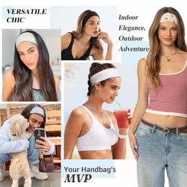 Kavya Headbands for Women's Hair Sports - 6 Pack Non Slip Elastic Hair Bands with Fashion Soft Headband for Running, Makeup, Skincare, Yoga Accessories（Black）