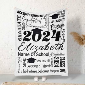 MyPupSocks Custom Graduation Blanket Gifts, 2023 Grad You Did It Black and White Throw Fleece Blanket for Granddaughter Grandson Son Graduate College University Gift Bedroom Decorative 30x40