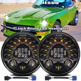 JESUO PAIR 7" inch Round LED Headlights High/Low Beam For Datsun 240Z/260Z/280Z