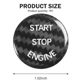 Merdege Car Push Start Button Cover, Ignition Button Cover Replacement, Carbon Fiber Interior Sticker, Suitable for Most Cars (Carbon Black)