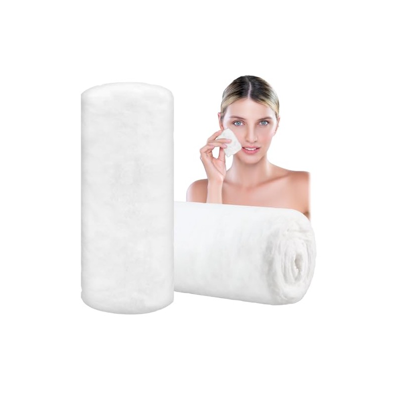 2 Rolls Cotton Roll for Cosmetic Application Product Removal 2.2