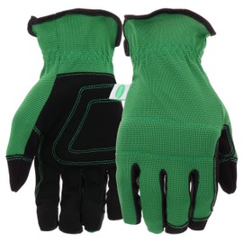 Scotts SC86157GR/M Hi-Dex Synthetic Palm Gloves – Medium, Spandex Back Gloves with Padded Knuckle Strap, Shirred Elastic Wrists