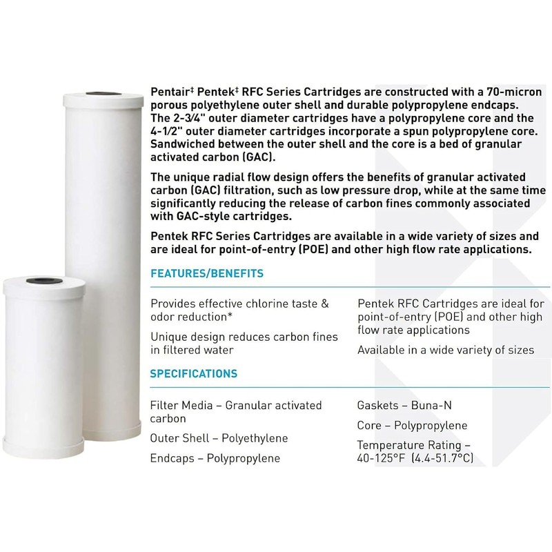 Pentair Pentek RFC-20 Carbon Water Filter, 20-Inch, Whole House Radial