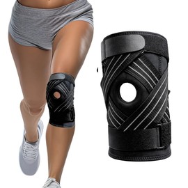 SEVEN MINE Rodillera para Ligamentos Cruzados Ortopedica con Varillas Flexibles  Esguince Ligamentos Cruzados Luxación (Negro, Small)                 
