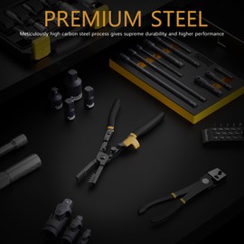 Renekton Straight Hose Clamp Pliers, Cross-Cut Tip Design Grips