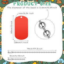 Yinkin 200 Pcs Military Dog Tags Set Including 100 Pcs Aluminum Blank Dog Tags 100 Pcs Ball Steel Chain Rectangle Blank Labels Metal Stamping Label for DIY Decorative Craft Laser Engraving(Red)