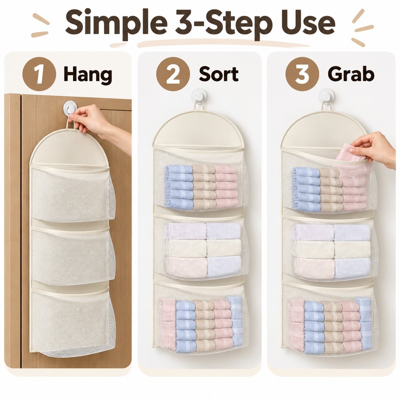 3-Tier Hanging Organizer for Underwear & Socks – Non-Woven Fabric