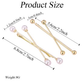 2PCS Gold Metal X Shaped Hair Pins Decorative Fancy Hair Clips Bridal Pearl Hair Barrettes Wedding Side Clips Hair Accessories for Women Lady
