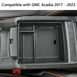 EDBETOS Acadia Center Console Organizer Compatible with 2017-2023 GMC Acadia Accessories SLE SLT AT4 Denali Armrest Box Insert Tray Secondary Storage Pallet ABS Plastic Material, Black