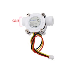 GREDIA 3/8" Water Flow Sensor Food-Grade Switch Hall Effect Flowmeter Fluid Meter Counter 0.3-10L/min